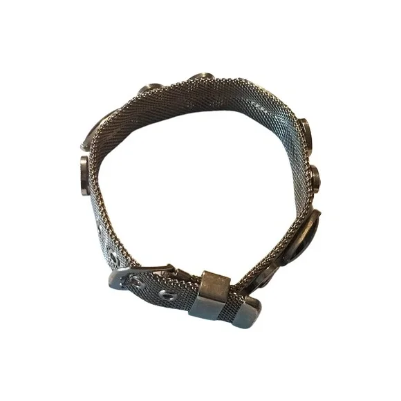 Vintage Mesh Bracelet With Hematite Cabochons - Picture 4 of 10